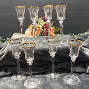 Mikasa Jamestown gold trim 2oz crystal cordial glasses set of 8